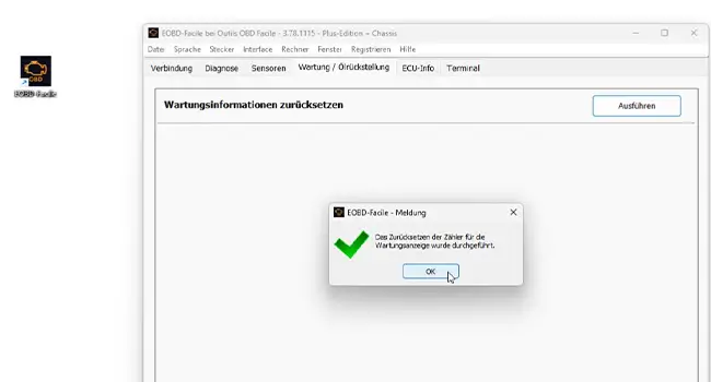 Ölservice-Reset erfolgreich Fiat