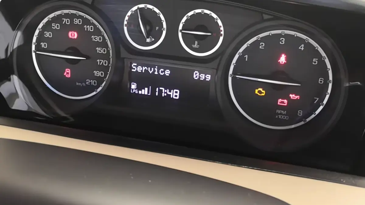 Ölwechselanzeige von Lancia auf dem Armaturenbrett